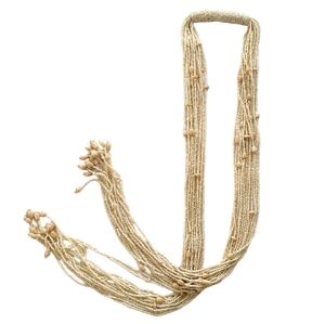 Bijoux Terner Cream Glass Seed Bead Long Ethnic Lariat Necklace